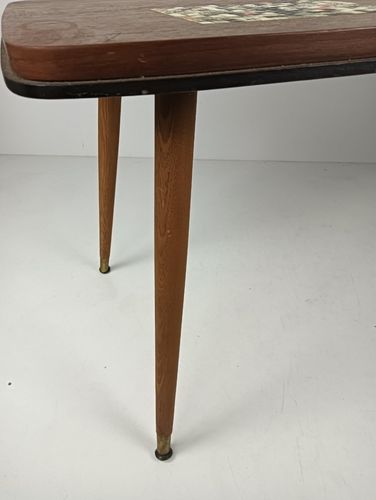 Teak Vintage Retro Table Ceramic Tiles Mosaic Pattern Funky Coffee Occasional Ta photo for sale