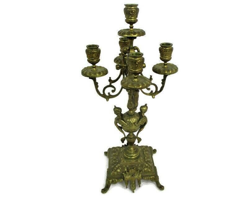 Gothic Large Candle Holder Candlestick Candelabra 5 Arm Impressive Mythology Kar