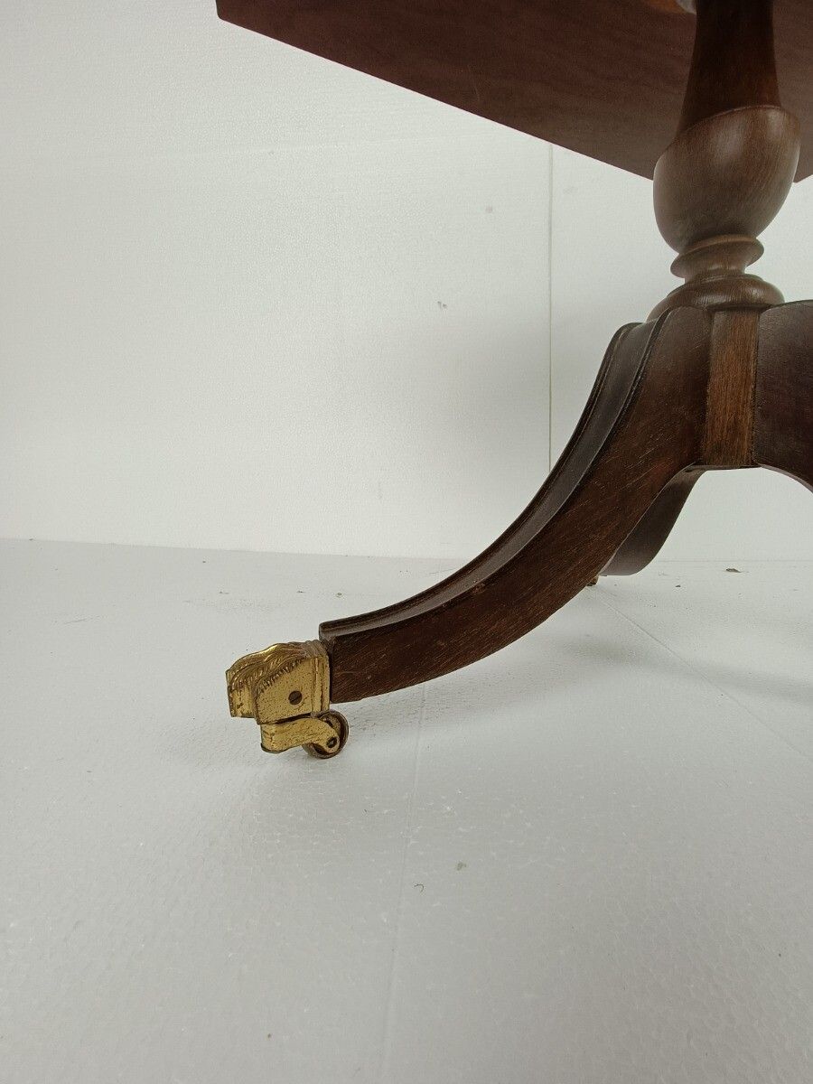 Italian Wood Faux Leather Brass Legs Coffee Wine Side Table Vintage Beautiful photo furniture