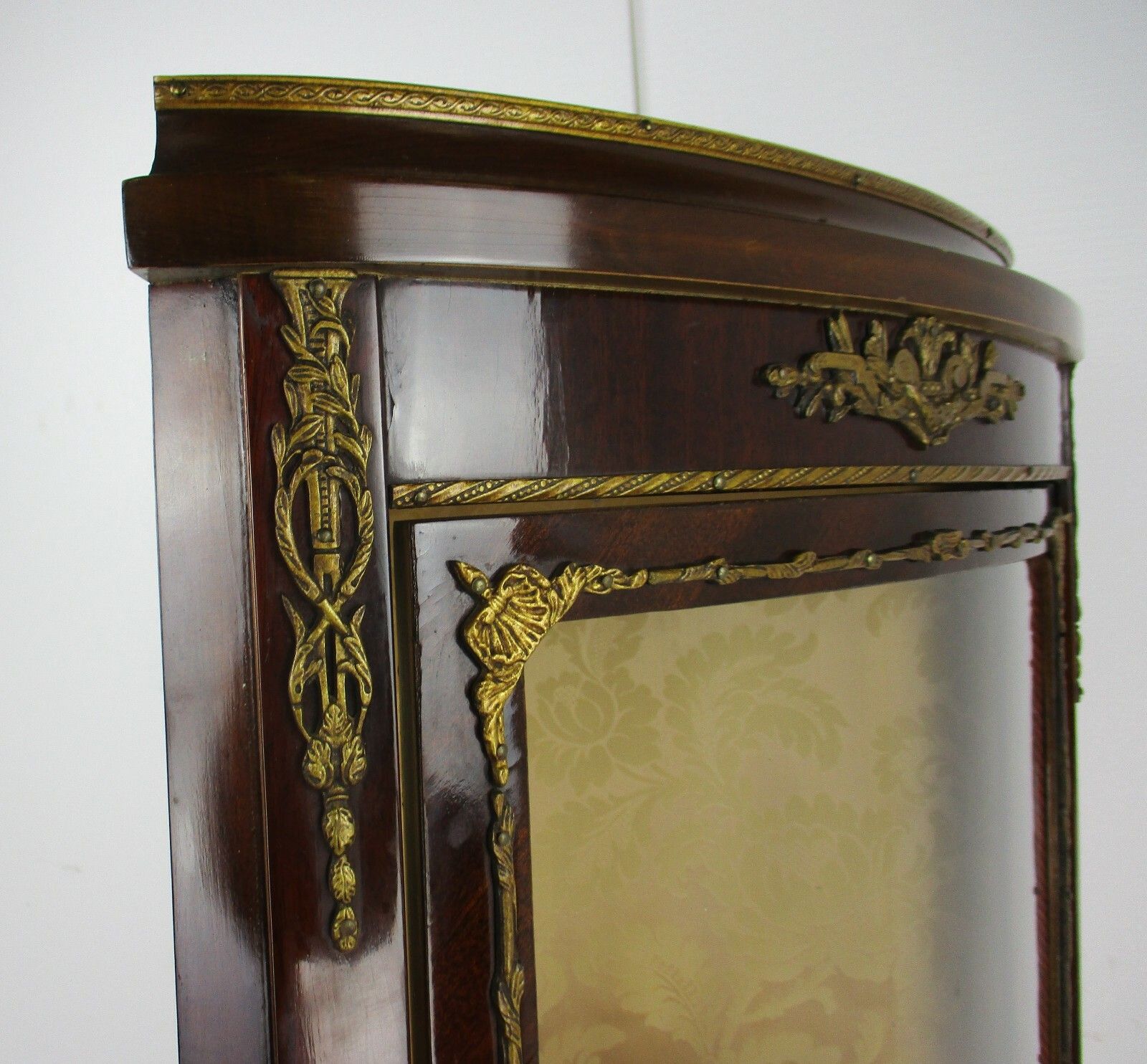 photo furniture Marquetry Display Case Cabinet Inlay Brass Trims French Antique 1920s Stunning