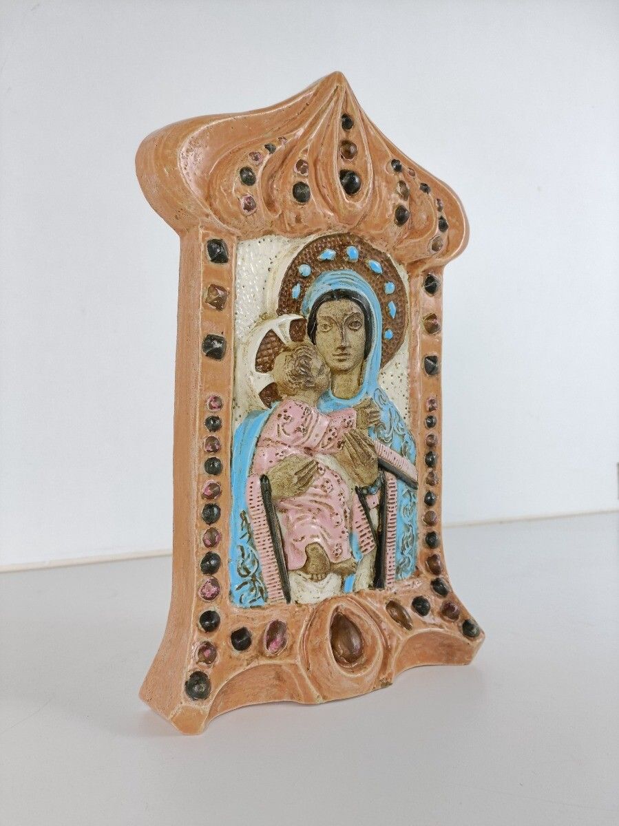 Black Madonna Gorgeous Vintage Wall Plaque Ceramic Collector Roger Guerin photo for sale