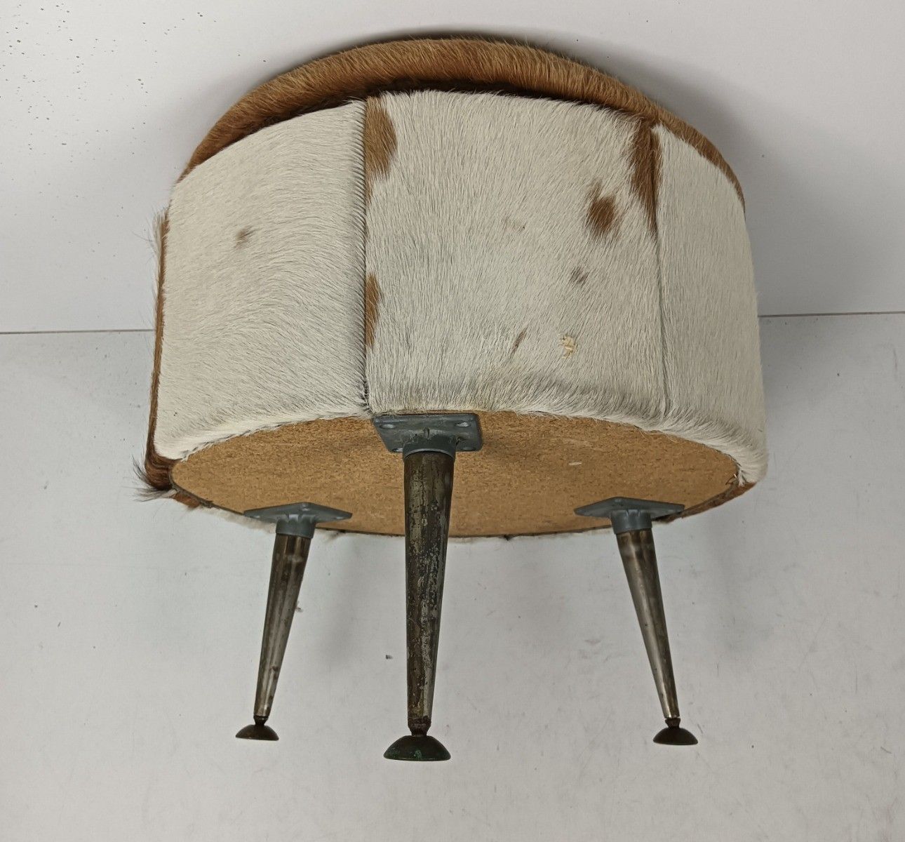 Retro Patchwork Footstool Stool Pouf Cut And Sew  Hide  Ottoman Seat Vintage Fun photo vintage