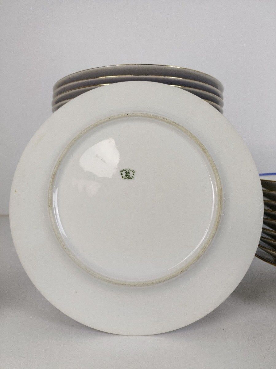 Art Deco China Limoges France White Gold Cobalt Blue Emile Madesclaire 39 Pieces photo vinterior