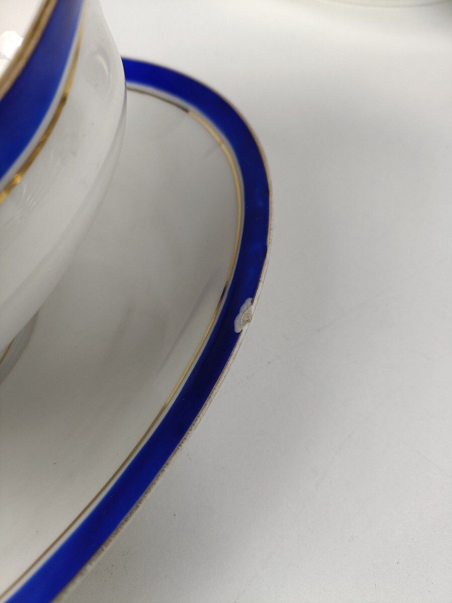 Art Deco China Limoges France White Gold Cobalt Blue Emile Madesclaire 39 Pieces photo vintage