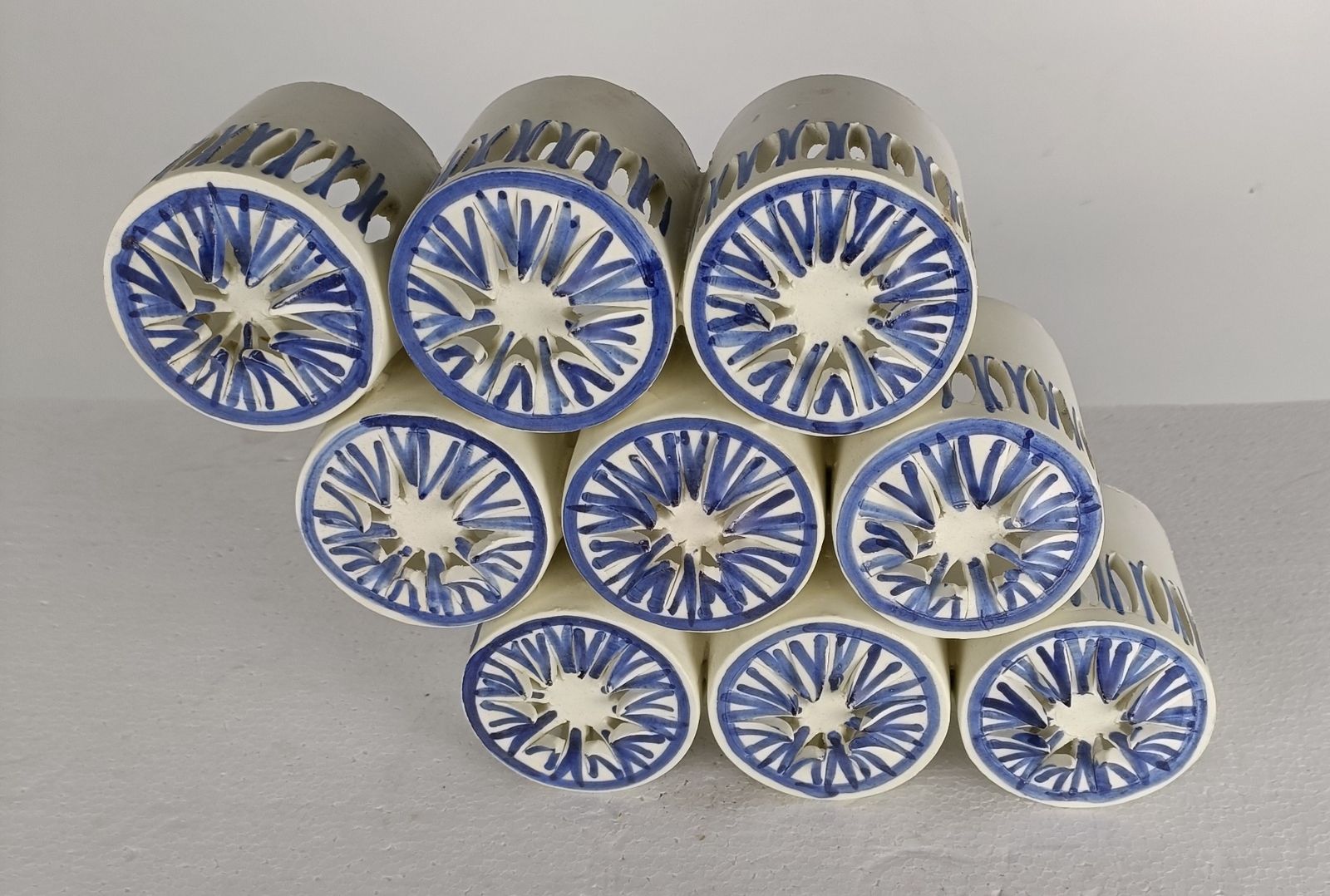 Extremely Rare Italian Ceramic Art Piece Wall Hanging Blue White Abstract Era Al photo for sale