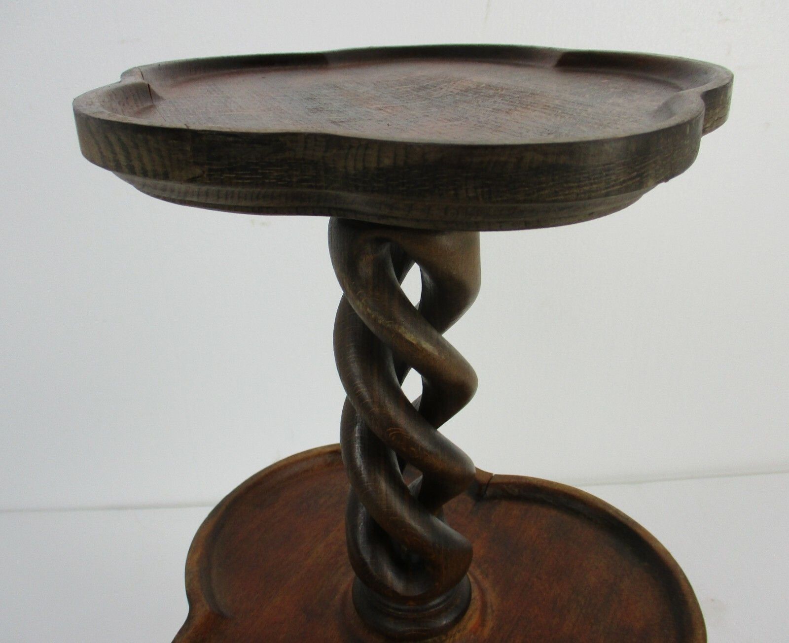 Vintage Carved Wood Open Barley Twist Pedestal Display Table Plant Bonsai Stand photo furniture