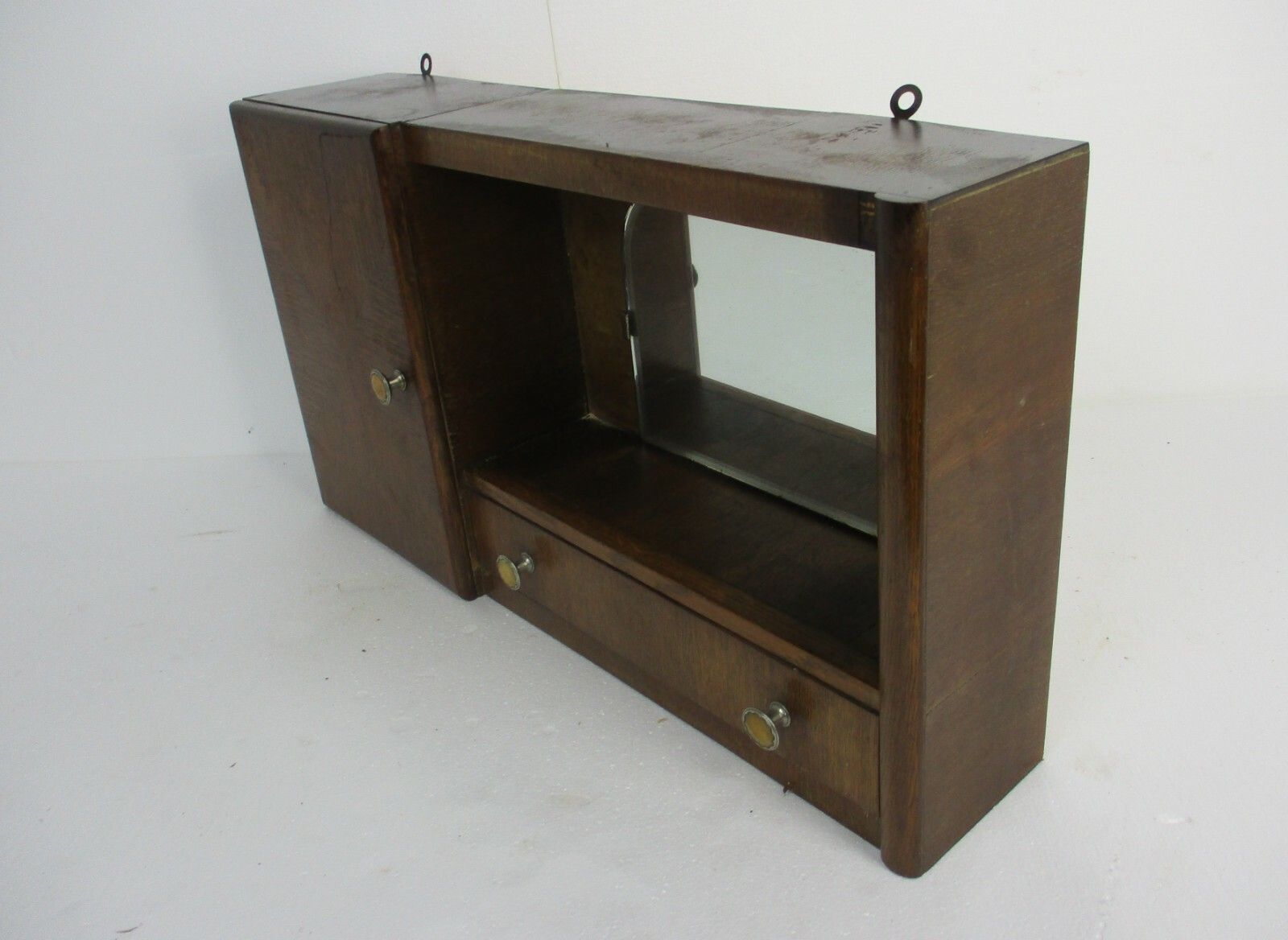 photo for sale Double Apothecary Bathroom Medicine Kitchen Cabinet Wood Art Deco Beveled Glass