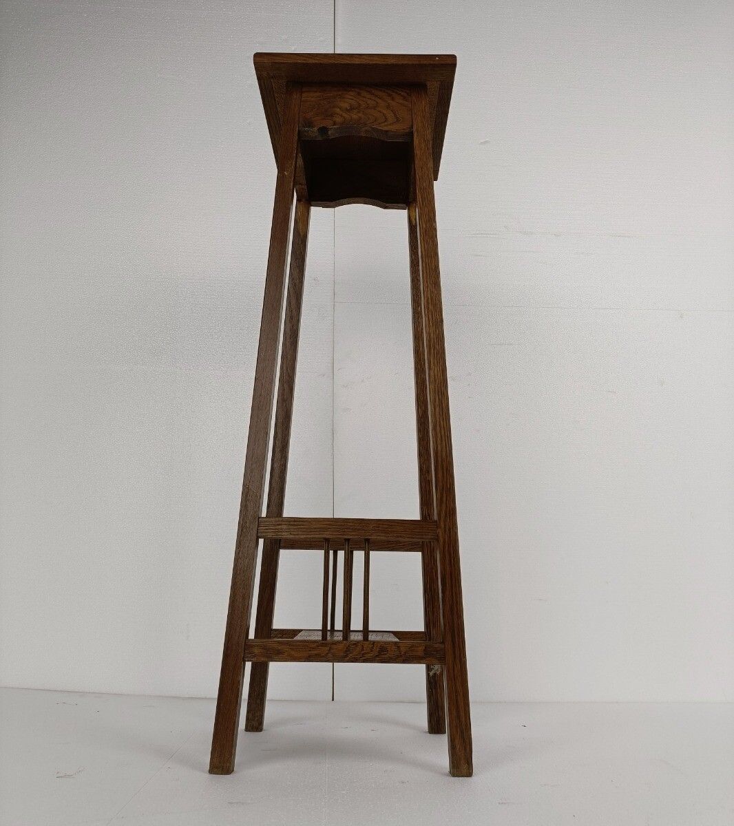 Vintage Wood Pedestal Display Table Plant Stand Tile Victorian Scene Two Tier photo buy