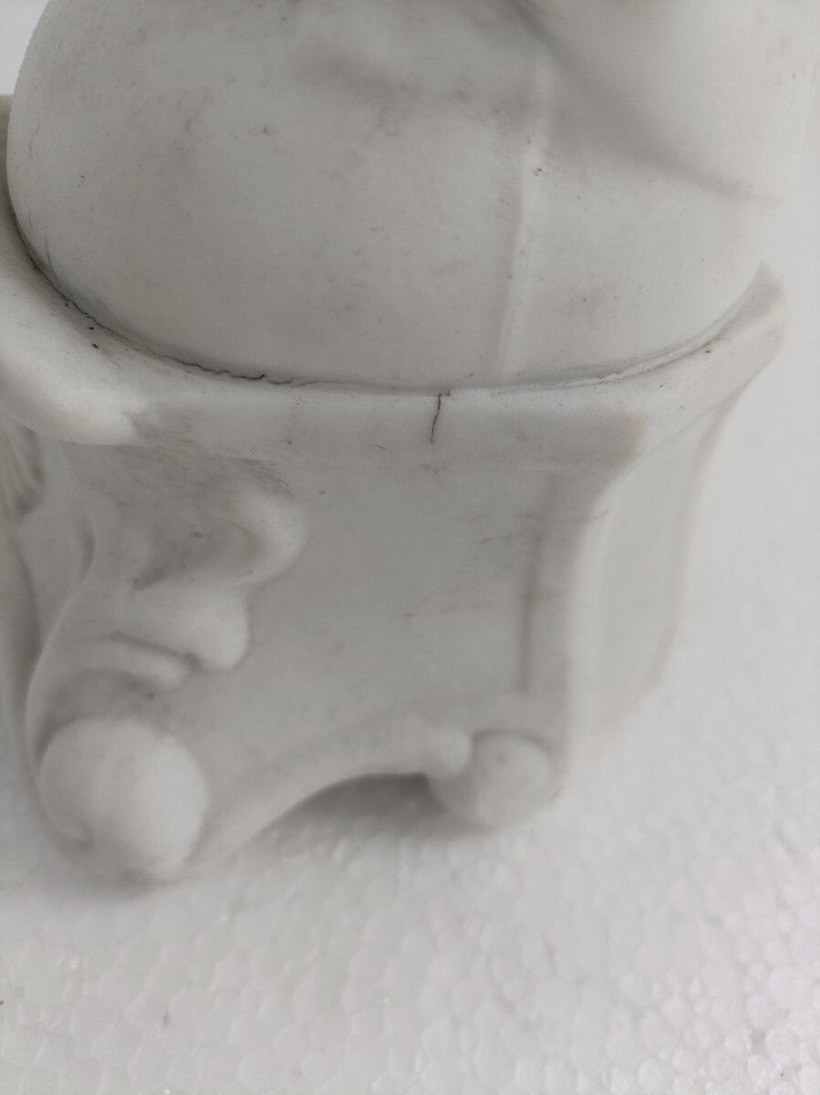 photo furniture Antique Porcelain Bisque Statue Saint Joseph Angel Lilies Protector Of Homes Mar