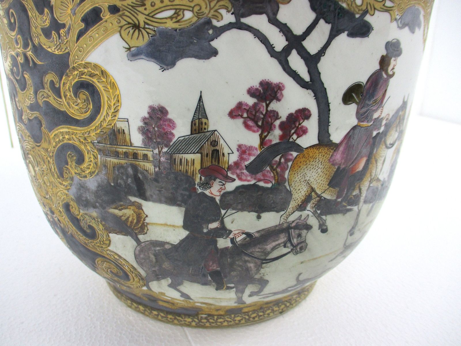 Antique Planter Flower Pot Jardiniere Sèvres Limoges Style Chinoiserie Hunters photo furniture