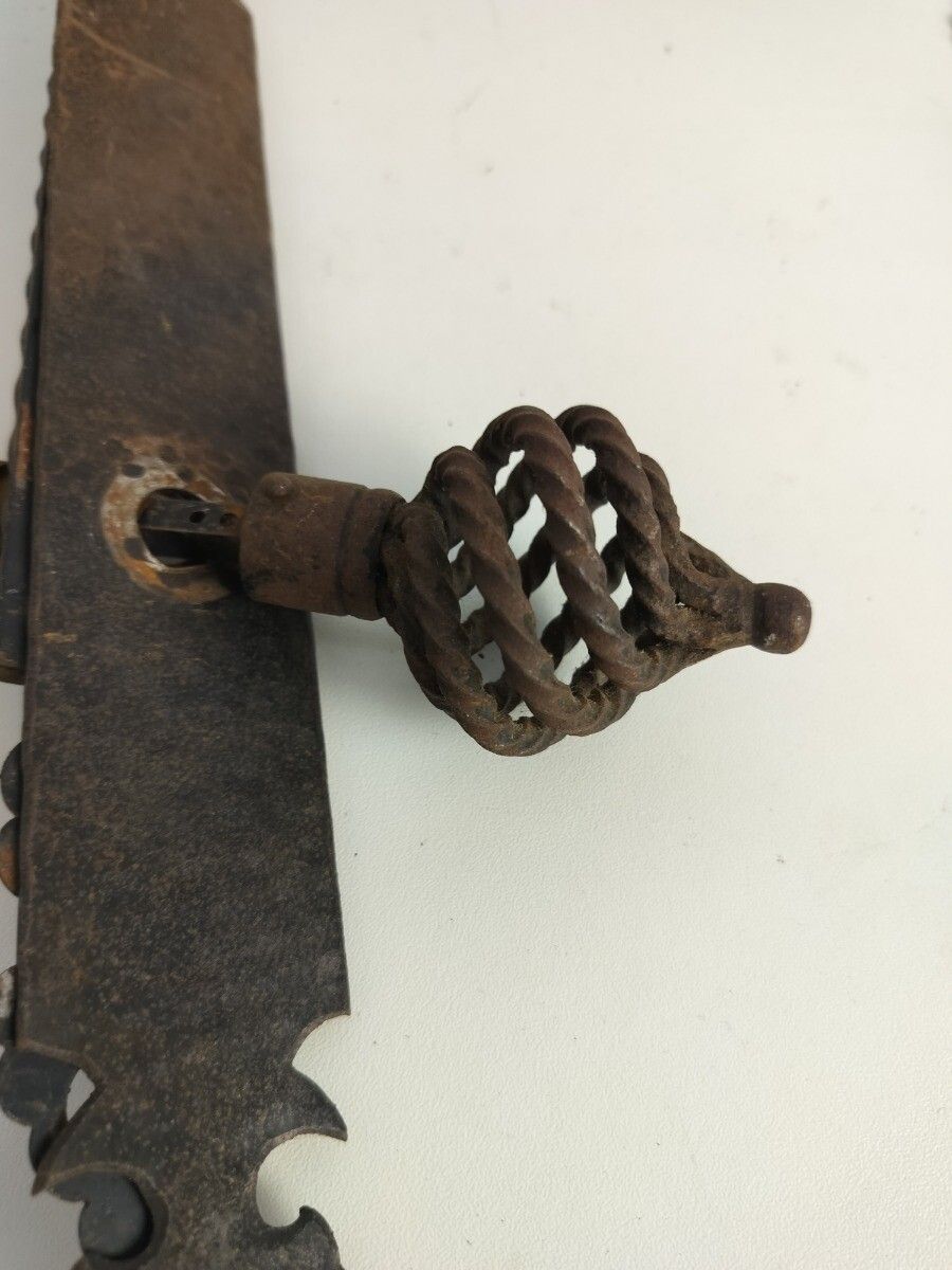 Antique Cast Wrought Iron Door Knob Handle Art Nouveau Rustic photo furniture