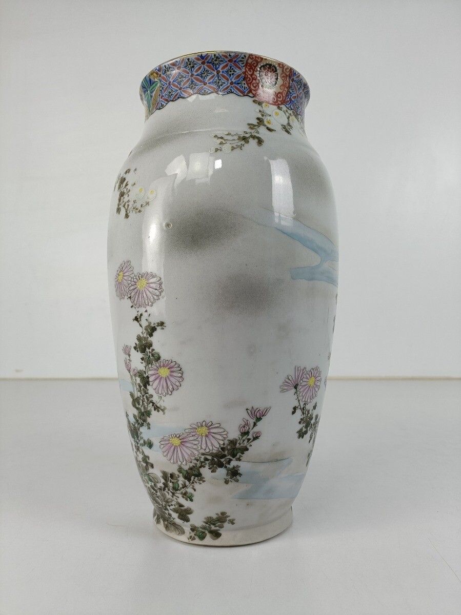 Japanese Antique 19th Century Floral Vase Decoration Only photo 202.0