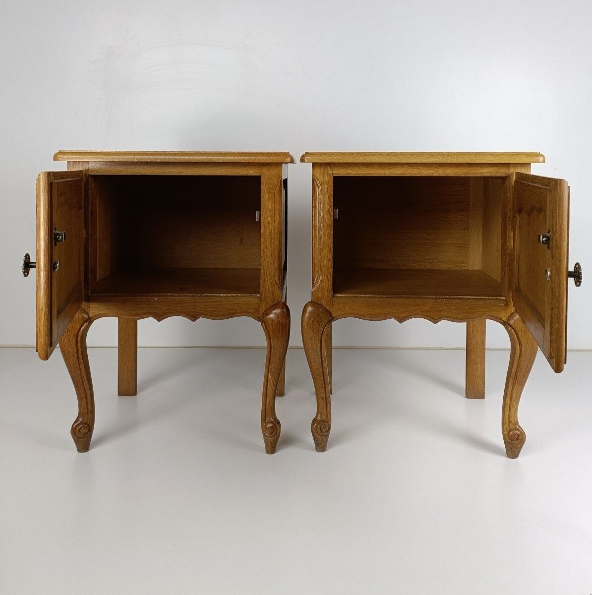 photo for sale Pair Of Nightstands End Tables Cabinets Louis XV Style Bedroom Cabinets Wood Far