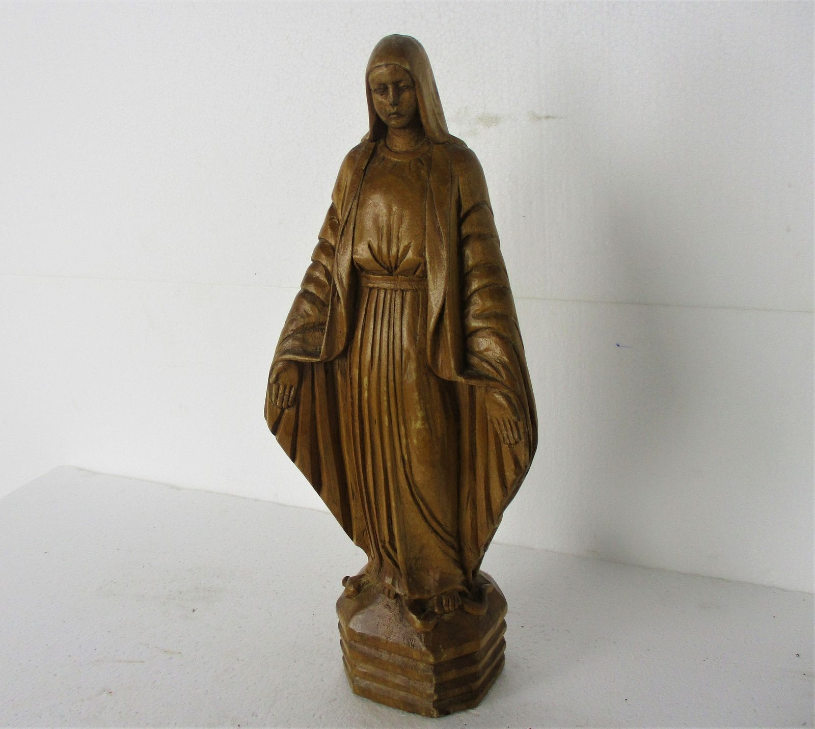 Hand Carved Wooden Statue Virgin Mary Our Lady Madonna Open Arms Lovely photo Art