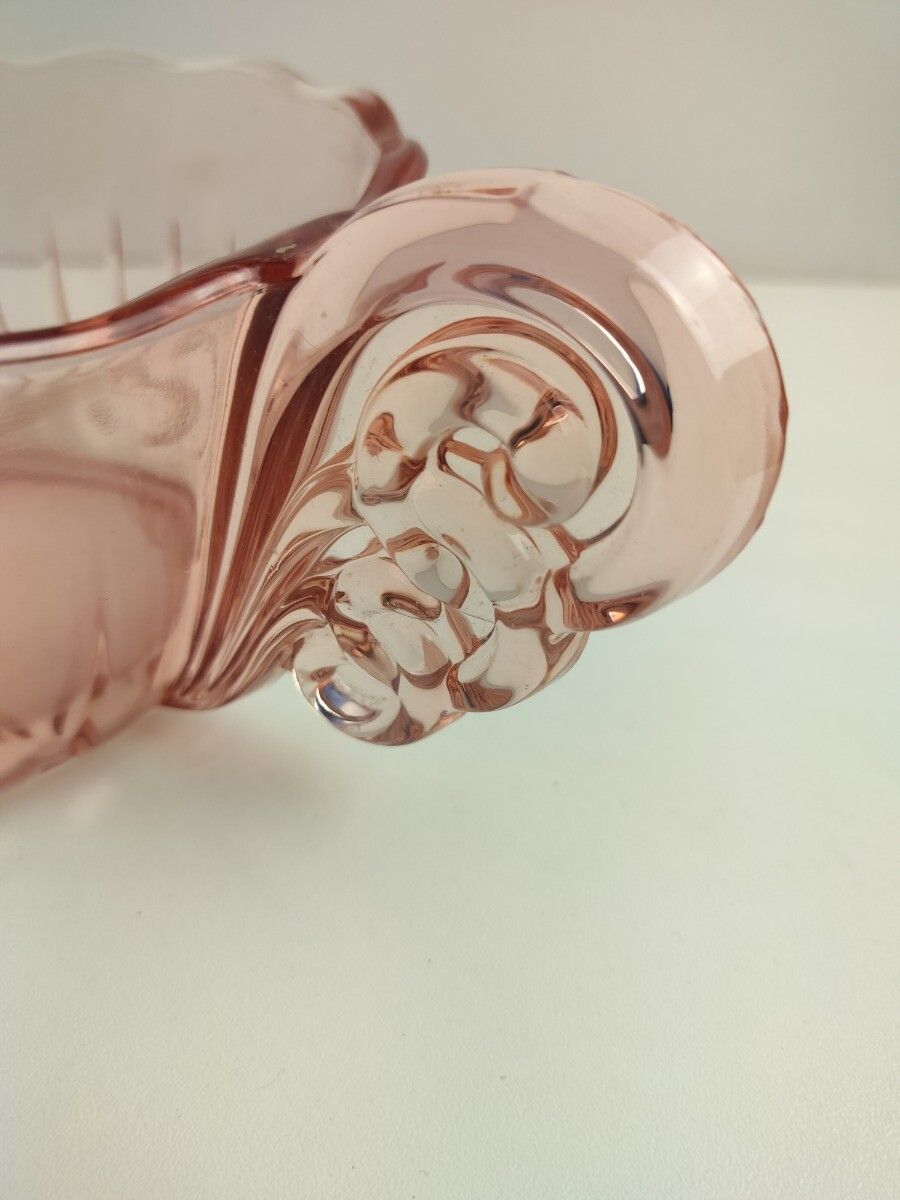 Gorgeous Art Deco Antique Art Depression Glass Pink Serving  Dish Bowl Collector photo 121.0
