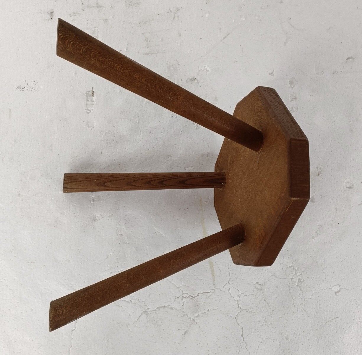 Vintage Hand Carved Wood Tripod Milking Stool Square Top Pedestal Table Pedestal photo vinterior