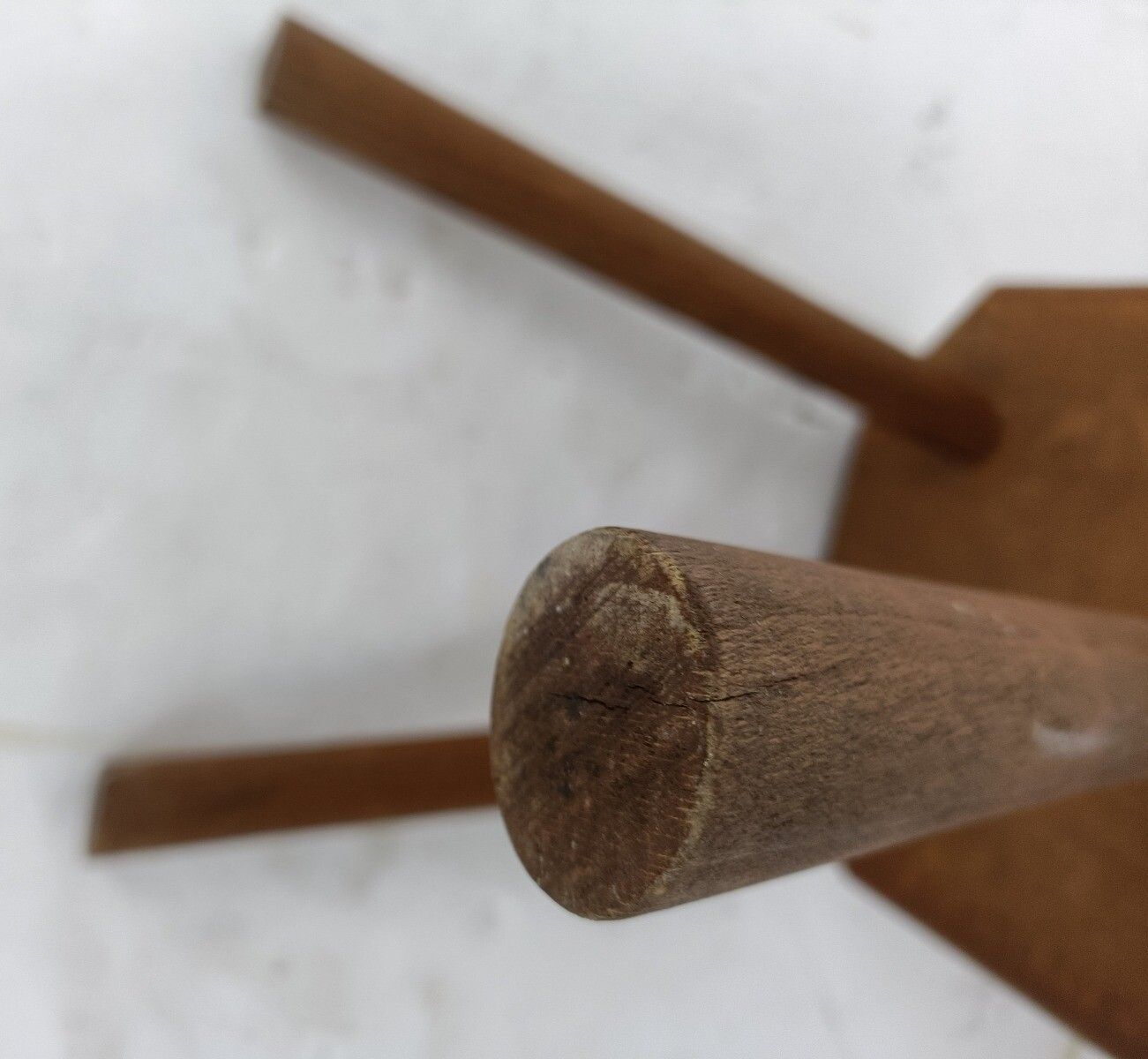 Vintage Hand Carved Wood Tripod Milking Stool Square Top Pedestal Table Pedestal photo vintage
