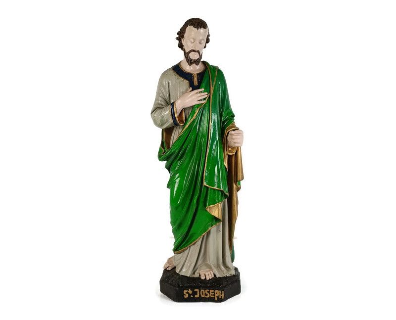 Large Antique Statue Saint Joseph Protector Of Homes Plaster  Polychrome