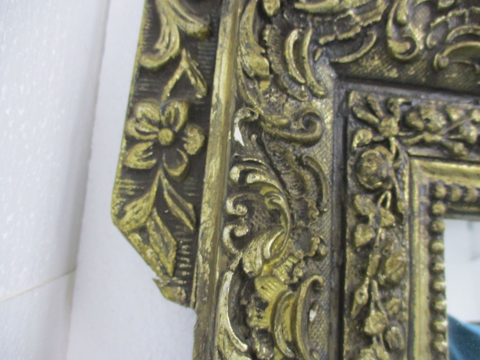 Wall Hanging Mirror Ornate Gold Gilded Hollywood Regency Birds Hobnails Gorgeous photo buy