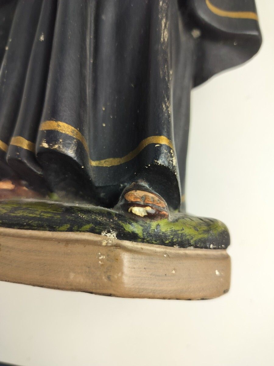 photo furniture Antique 1900 Plaster  Statue Saint John Berchmans Patron Of Youth Collector Htf
