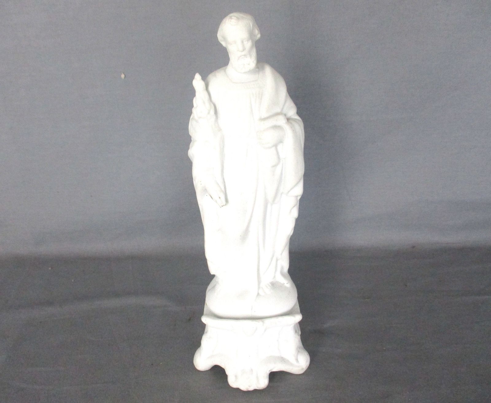 Antique Porcelain Bisque Statue Saint Joseph Angel Lilies Protector Of Homes Mar