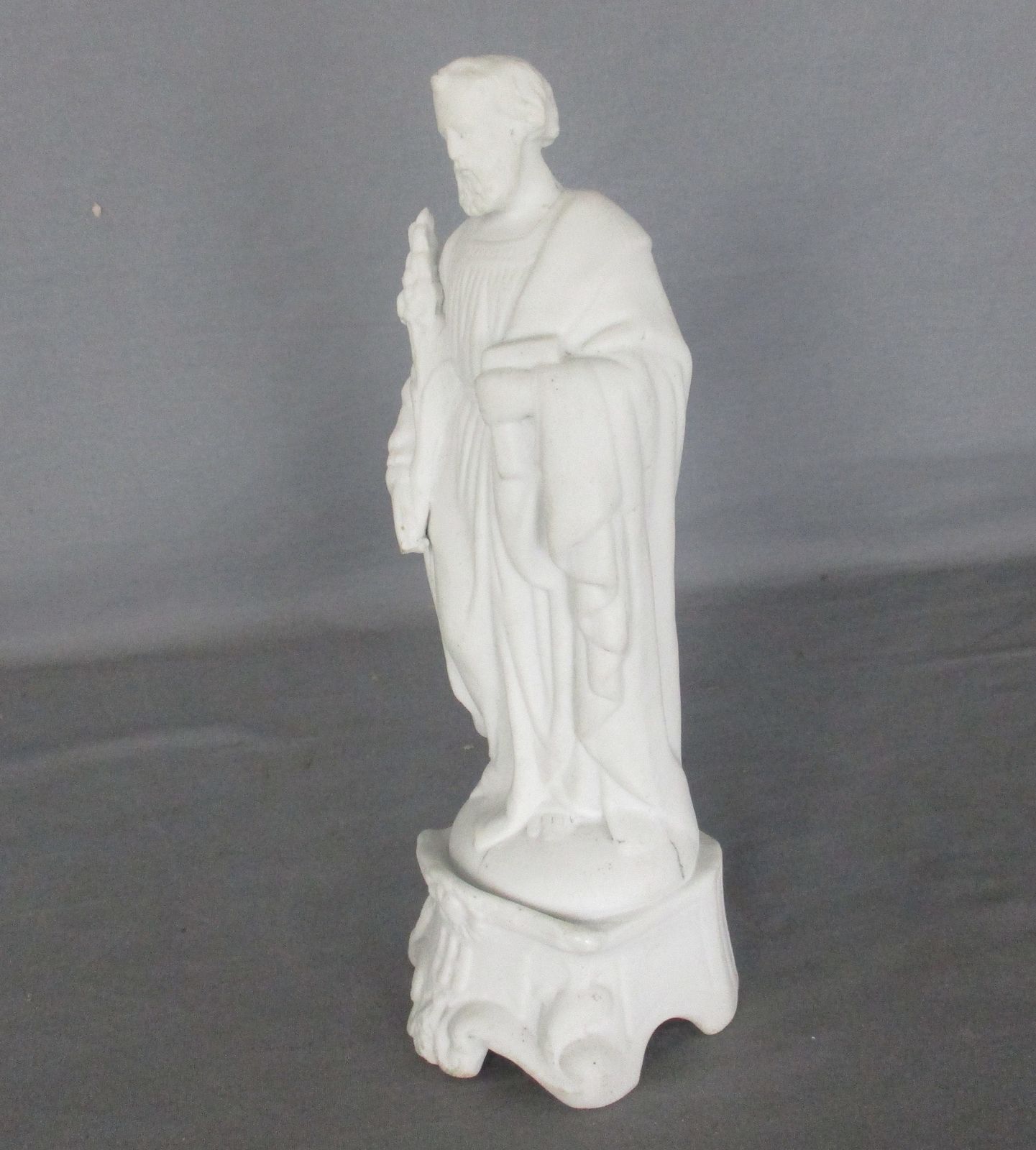 Antique Porcelain Bisque Statue Saint Joseph Angel Lilies Protector Of Homes Mar photo 146.0