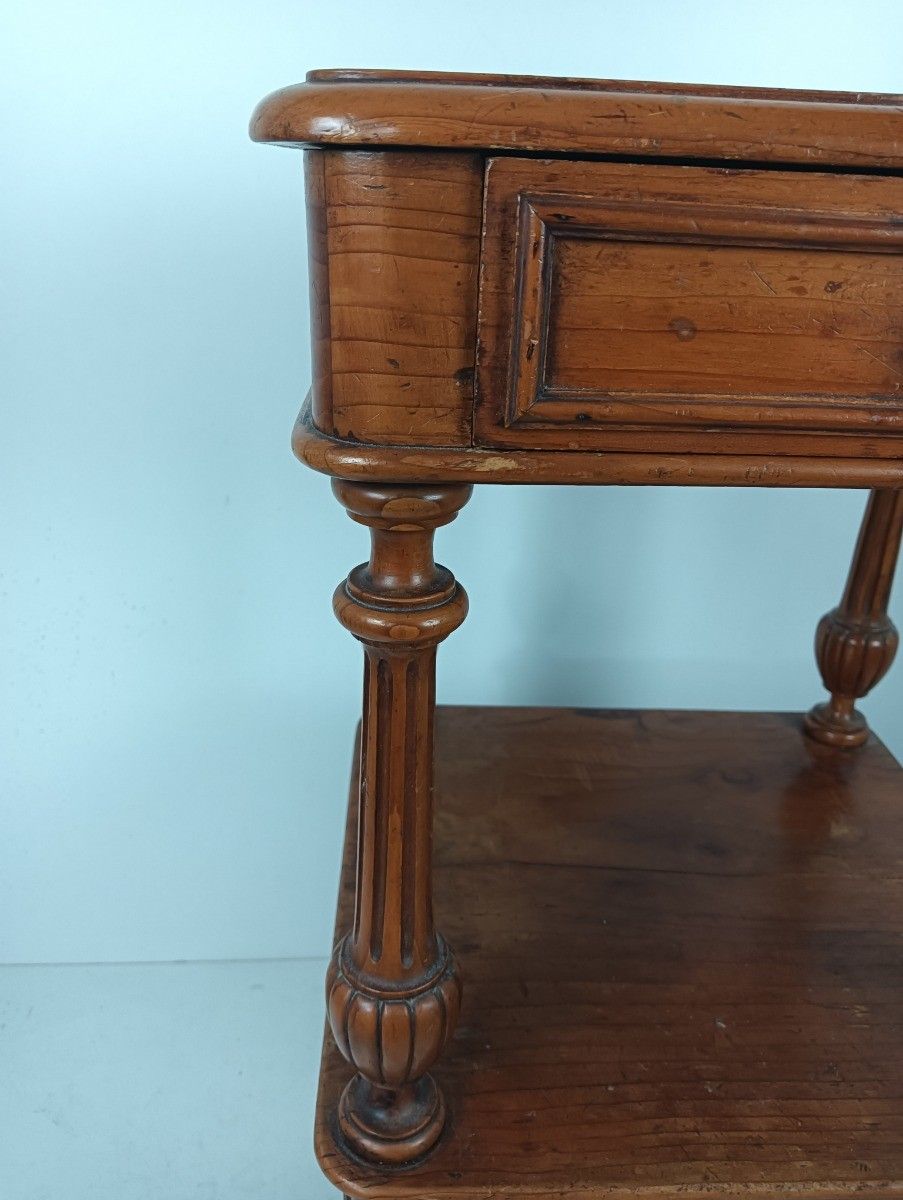 Antique Nightstand Pinewood End Table Bedroom Cabinet Japandi Style On Wheels photo vintage