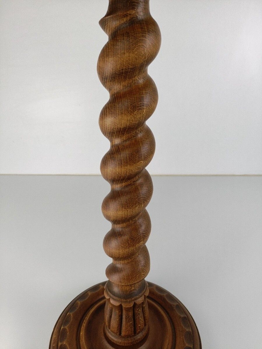 Ornate Barley Twist Hand Carved Wood Wooden Pedestal Plant Stand Bonsai Table Si photo Home Decor