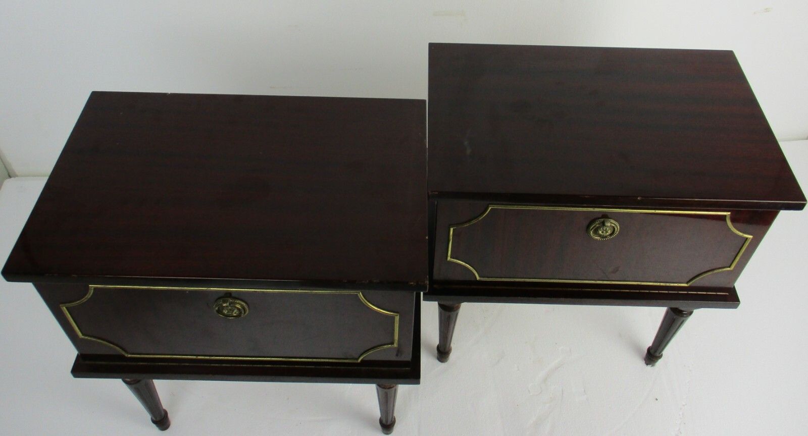Pair Couple  Vintage Night Stands End Tables Mid Century Modern Lackered Wood photo buy