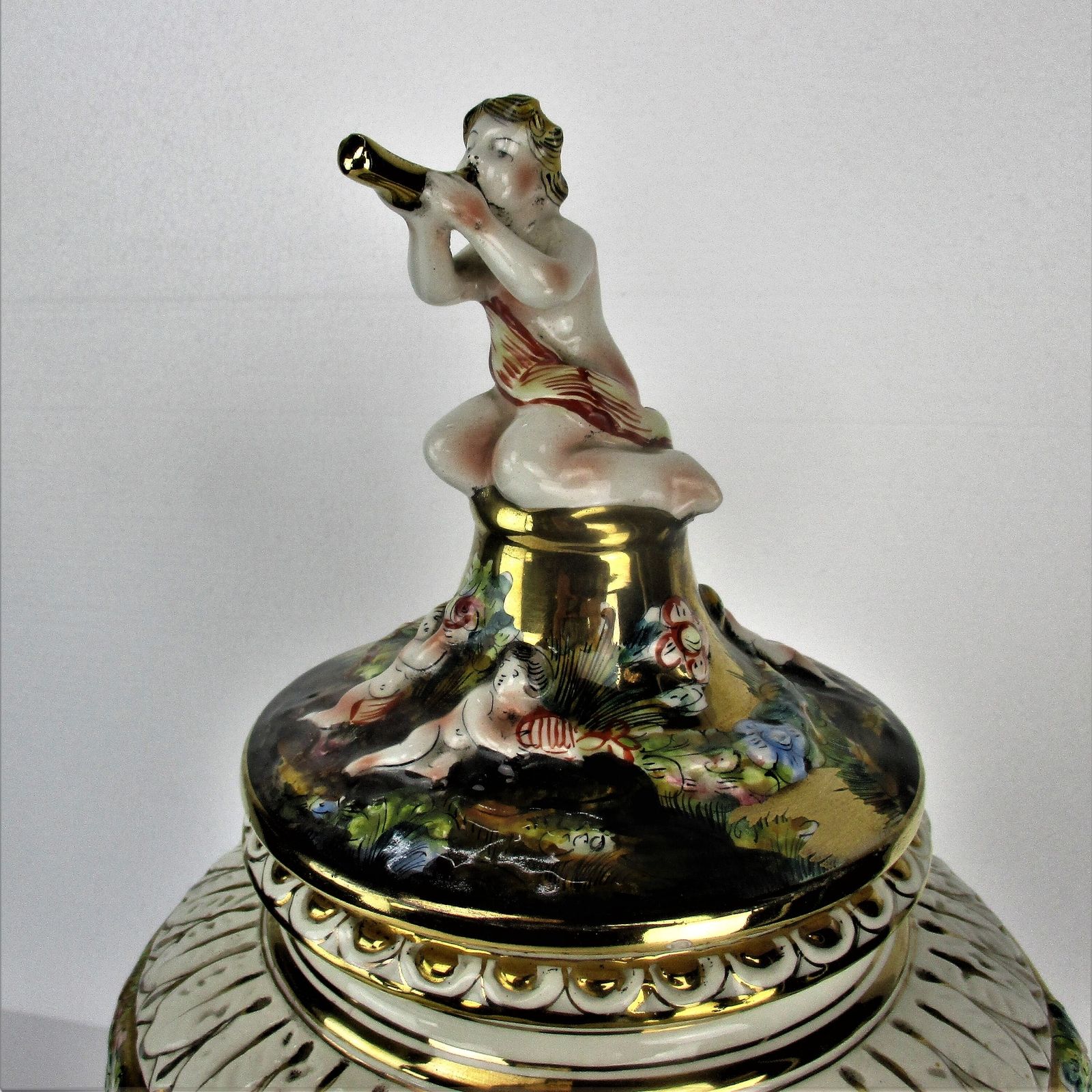 L Capodimonte Italian Centerpiece Bernini Putti Angels Woman Playing Flute Wow photo Home Decor