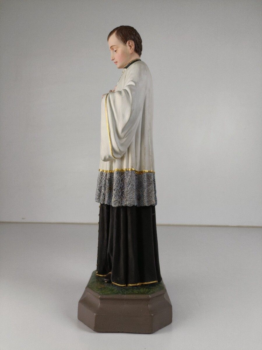 Statue Saint Aloysius Patron Saint Young Students Gorgeous Polychrome Very Rare photo vinterior