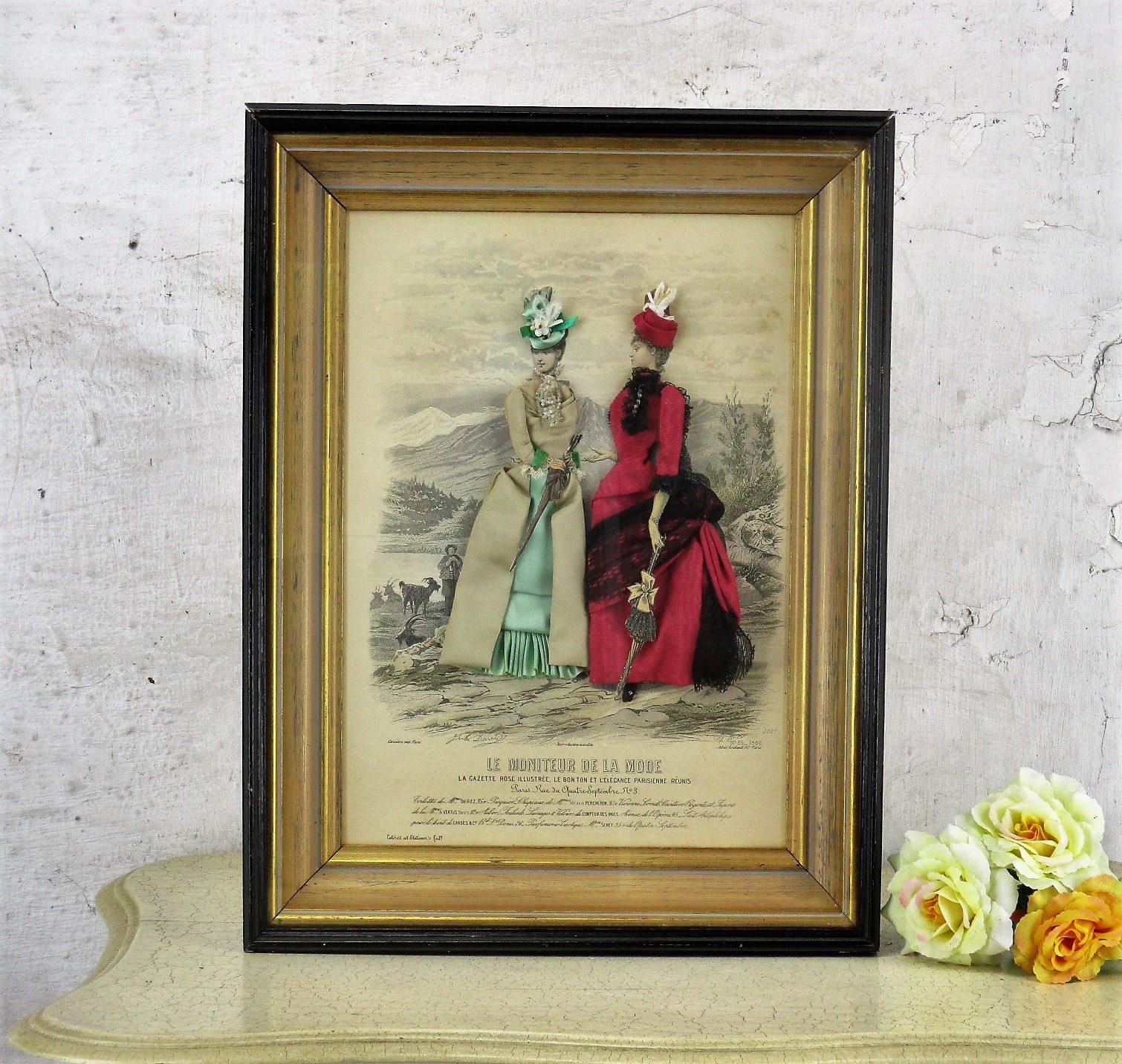 Moniteur De La Monde Fabric Embellished 3d Victorian Shadow Box Fashion Print