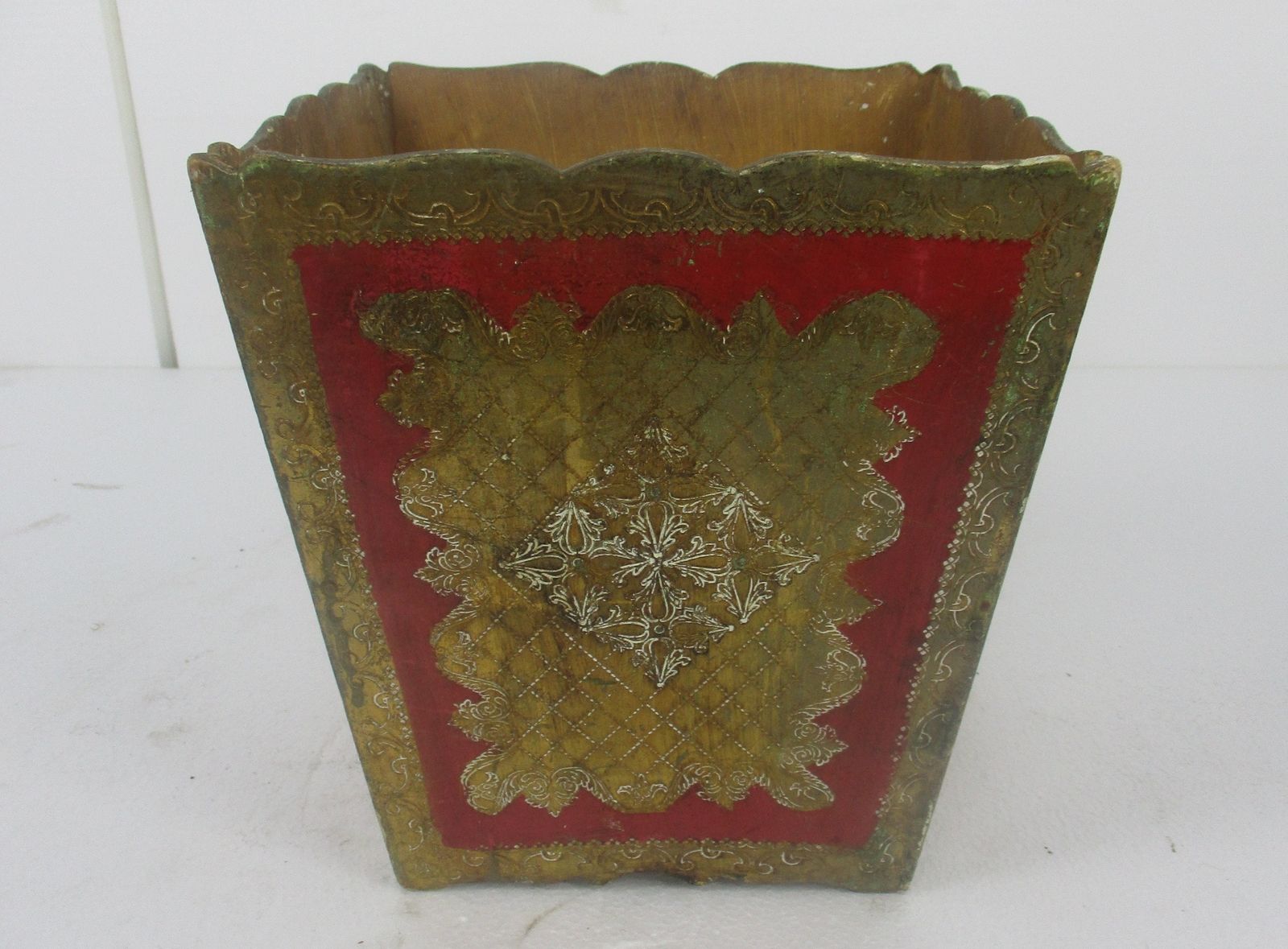 Florentine Wood Italian Hollywood Regency Letter Holder Gold Gilded Basket Umbre photo furniture