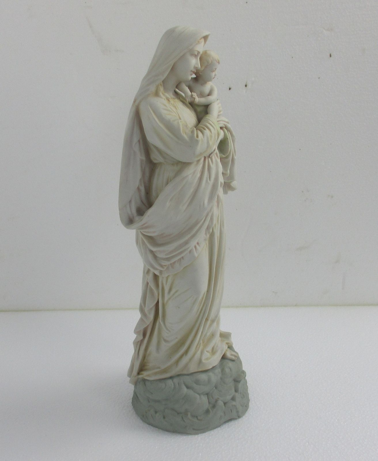 Volkstedt Antique Bisque Porcelain Statue Virgin Our Lady Mary Infant Jesus Gorg photo 323.0