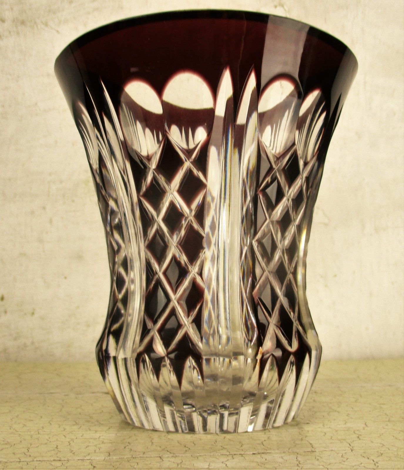 Cut To Clear Crystal Vase Amethyst Purple Cranberry  Beautiful Stylish 5.90" photo 260.0