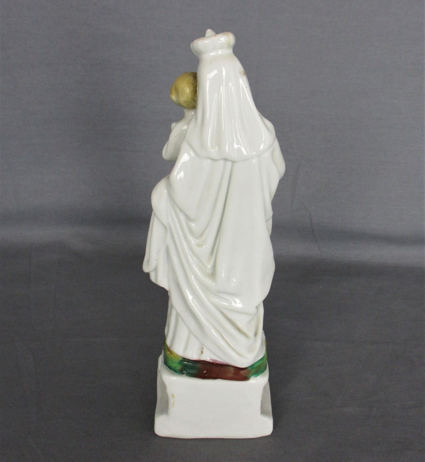 Antique 1900 Vieux Paris Porcelain Bisque Statue Virgin Mary Infant Jesus 8.66&Q photo vinterior