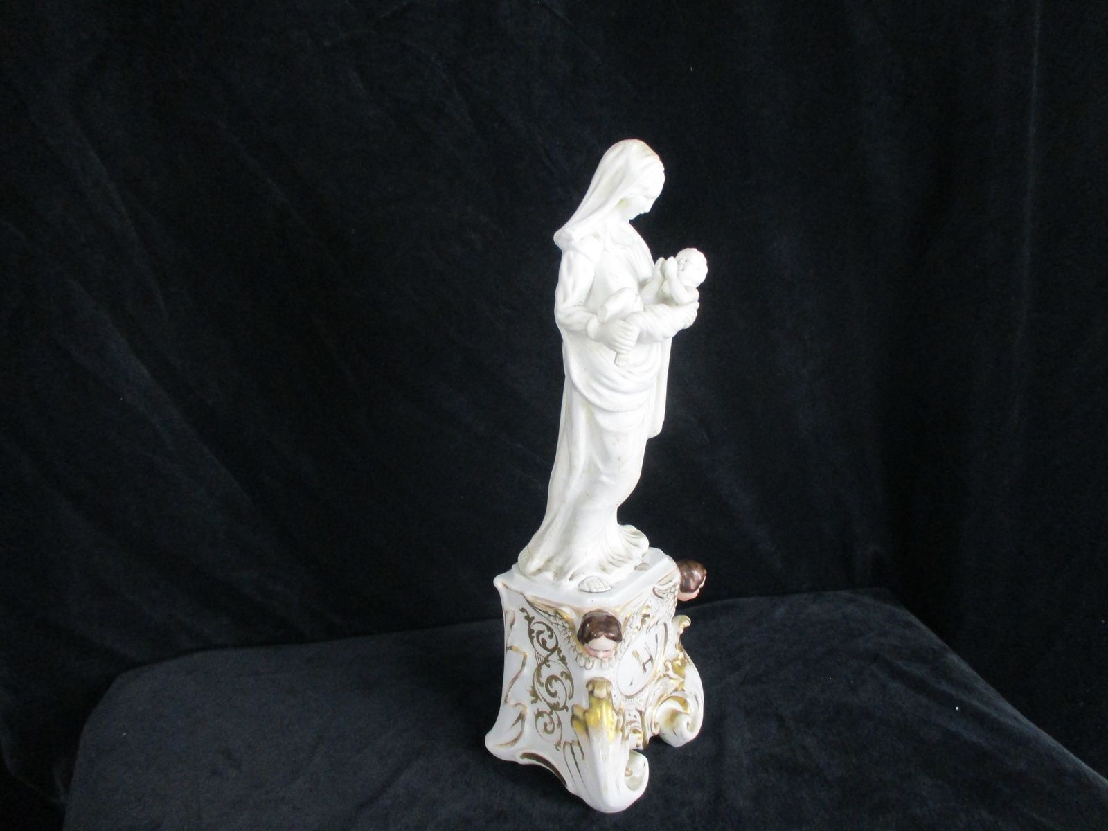 Large Antique 1900 Vieux Paris Porcelain Bisque Statue Virgin Mary Madonna With photo for sale