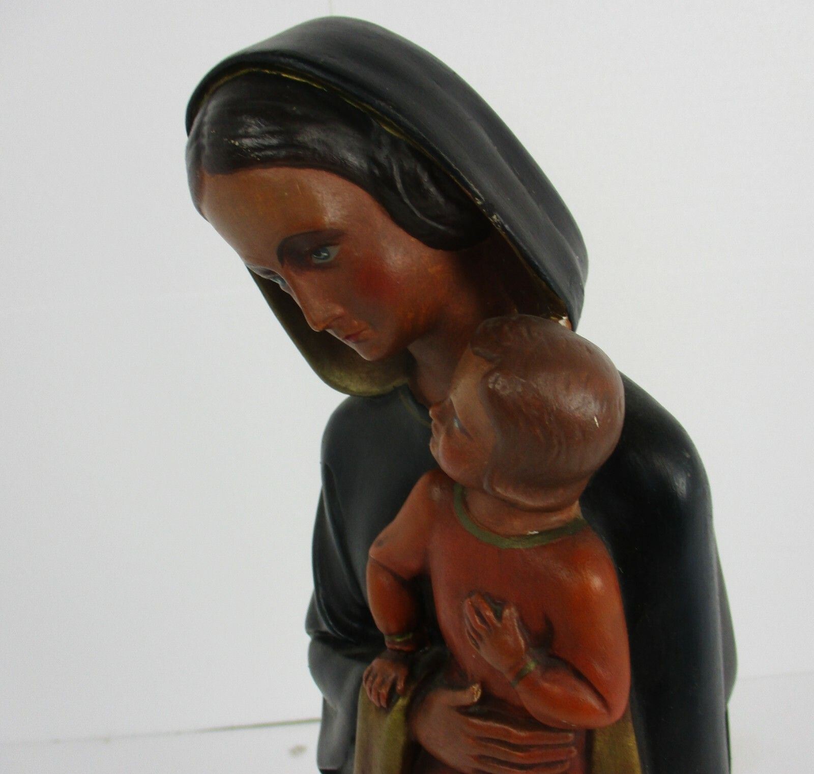 Xl Chapel Virgin Mary Madonna Infant Child Plaster Statue Signed Van Laere 20.86 photo vinterior