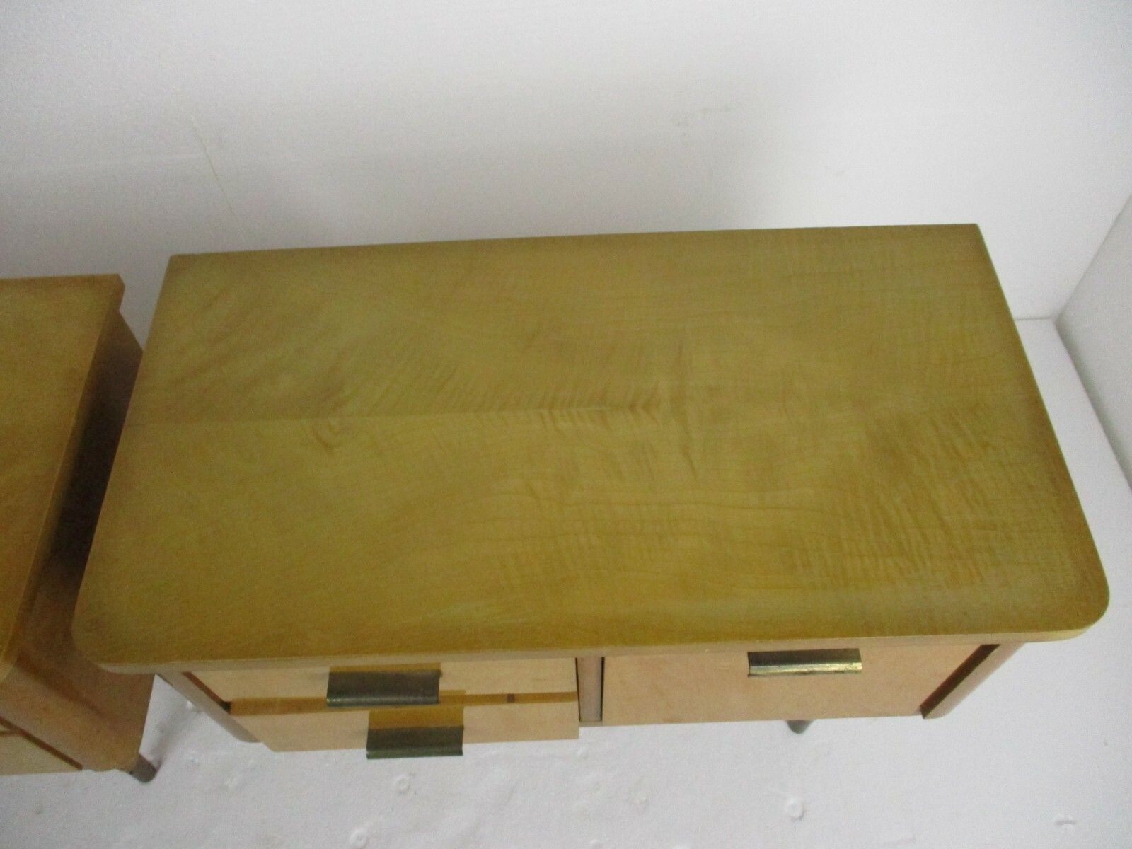 Pair Couple  Vintage Nightstands End Tables Mid Century Modern Wood Retro Wow photo buy