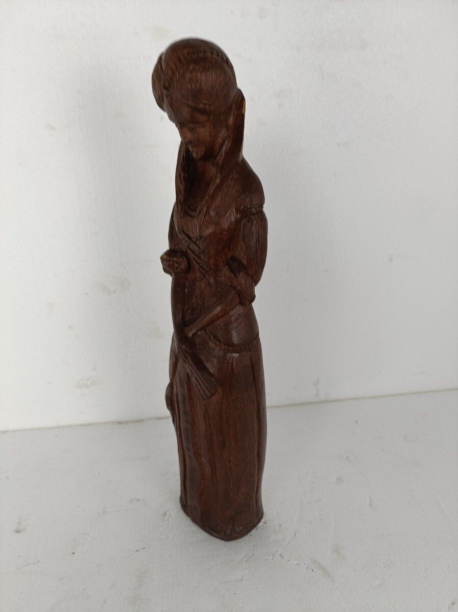 Hand Carved Wooden Statue Sculpture Victorian Lady With Fan photo 244.0