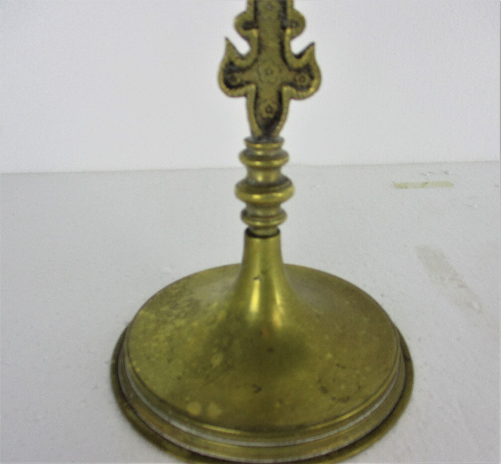 Antique Brass  Jesus Christ Standing Table Cross Crucifix Ornate Art Deco French photo Home Decor