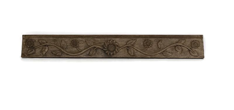 Antique Hand Carved Wooden Pediment Corbel Architectural Slat Sunflowers Beautif