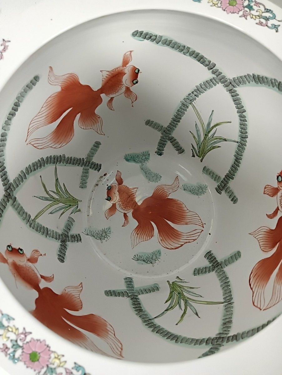 Vintage Chinese Porcelain Koi Fish Bowl Planter Vase Cachepot Flower Pot Shades photo for sale