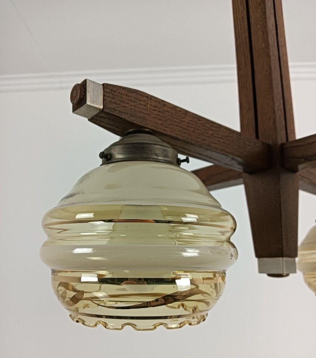 Art Deco Antique Chandelier 4 Lights Glass Shades Stylish Fixture Beautiful photo Lighting