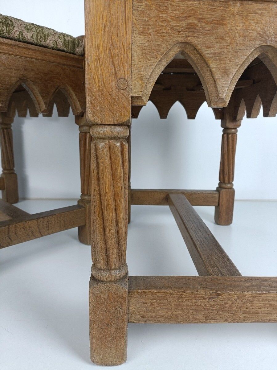 photo for sale Couple Of Gothic Church Footstool Foot Rests 19th Century Oak French