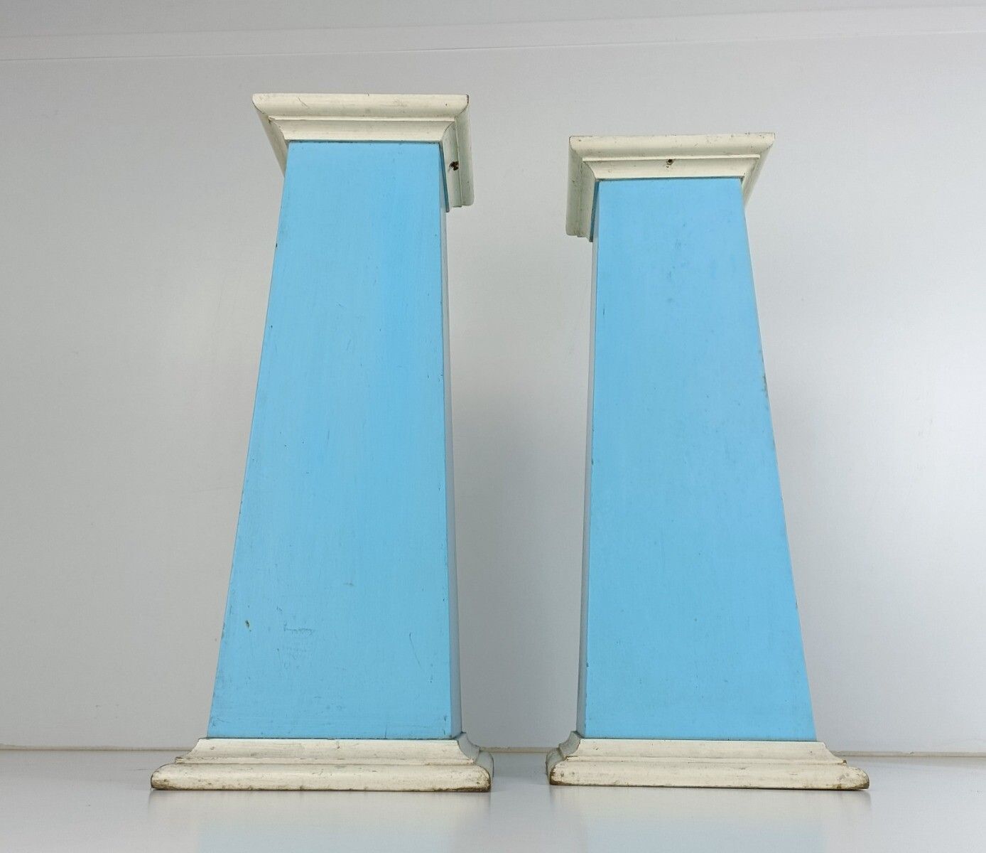 photo furniture Couple Of Wooden Antique Pedestals Plant Stand Stands For Statues Painted  Babyb