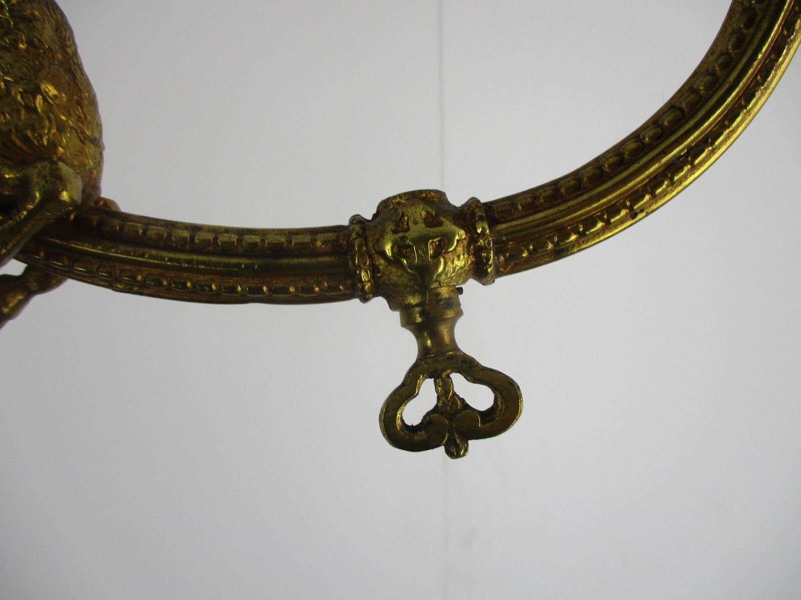 1688.0 French Impressive Chandelier Bronze Doré 3 Lights Arm Ornate Deer Glass Shade photo