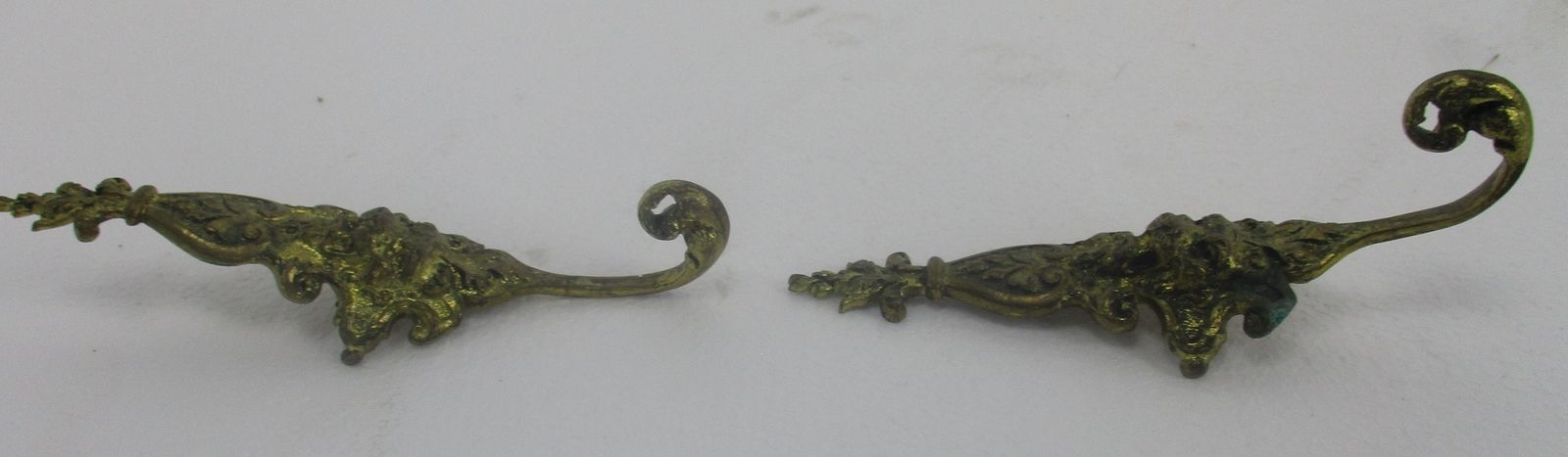 Pair Antique Brass Hooks Architectural Reclaimed Trims Moldings Furniture Lion H photo for sale