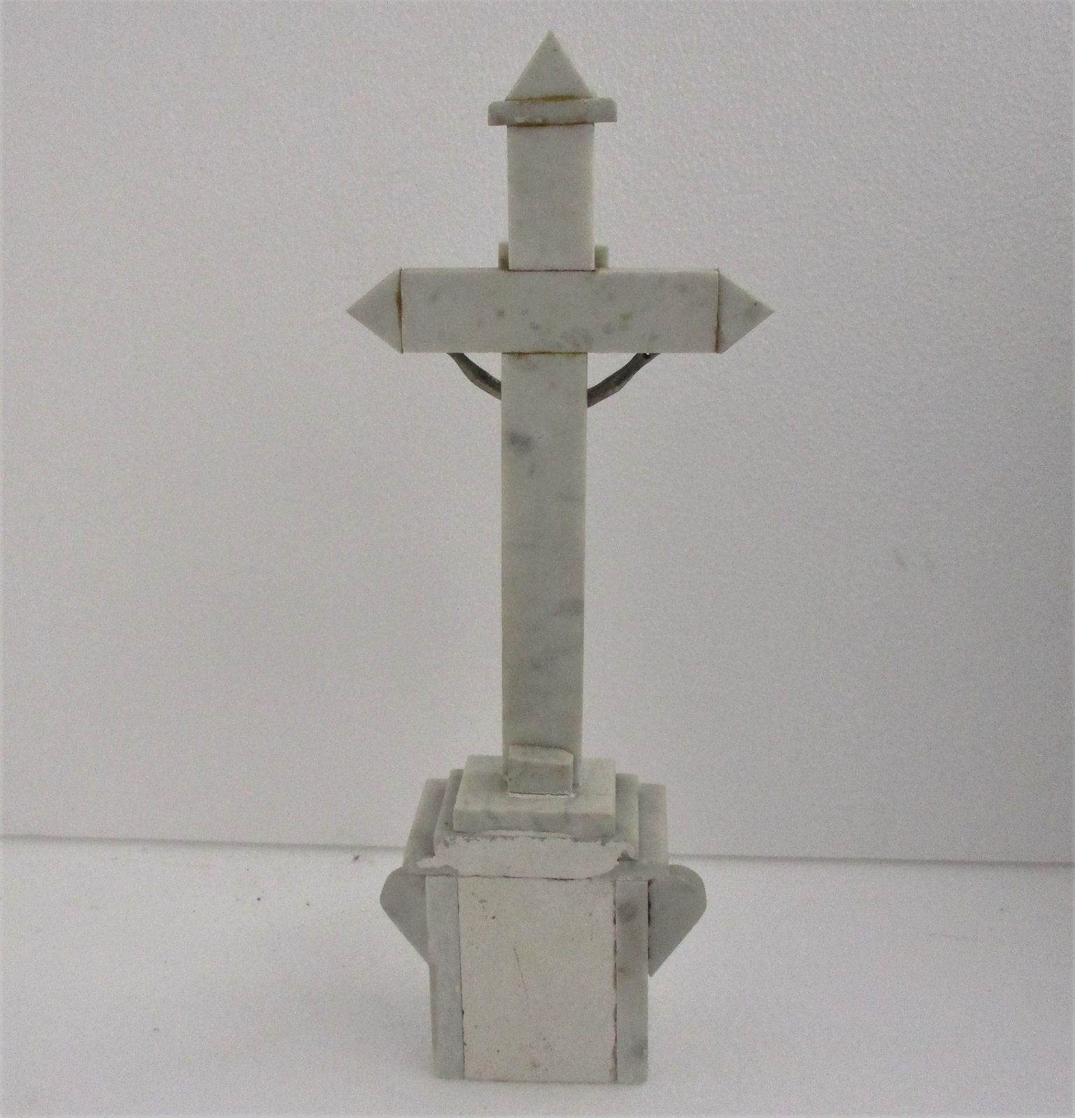Antique Ornate Marble Onyx Jesus Christ Cross Cross Table Standing Crucifix 17.3 photo buy