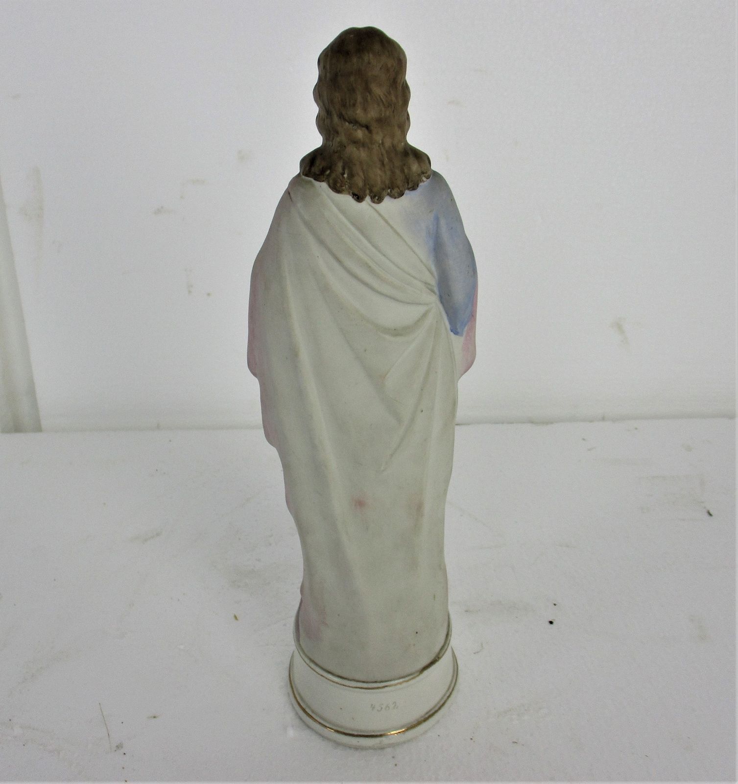Vintage Statue Bisque Porcelain Jesus Christ Saviour Holy Sacred Heart Polychrom photo buy